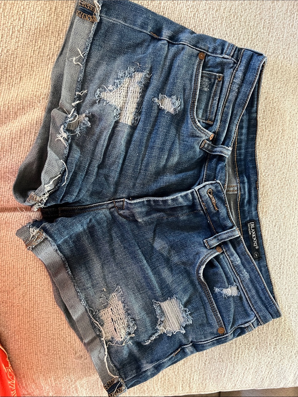 Blank NYC Distressed Dark Blue Denim Jean Shorts